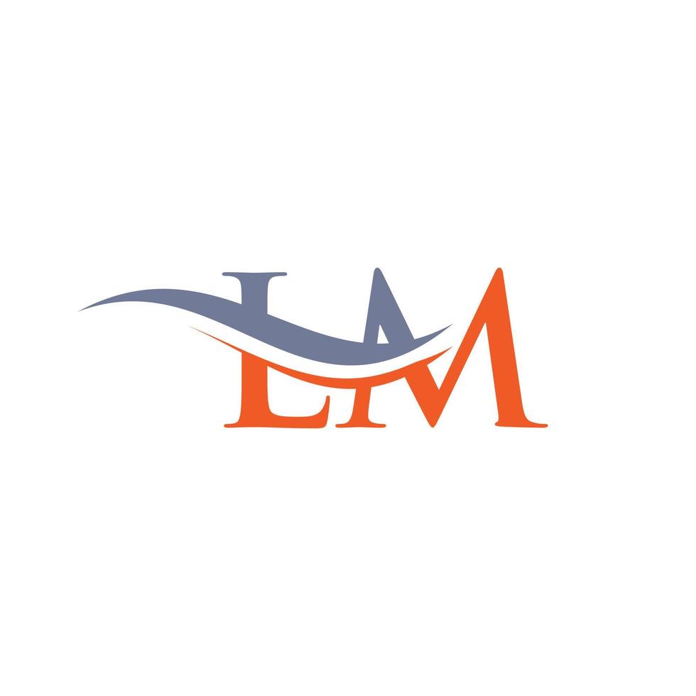 LM Logo design vector. Swoosh letter LM logo design vector