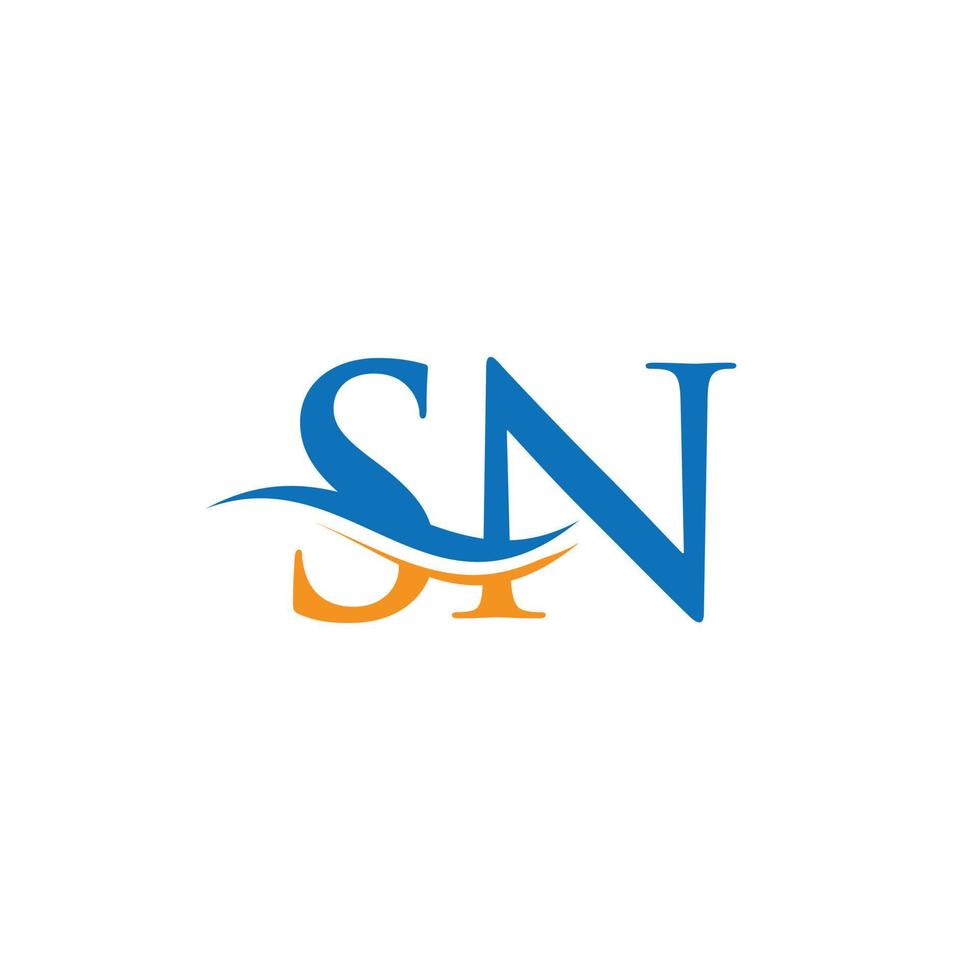 SN Logo design vector. Swoosh letter SN logo design vector