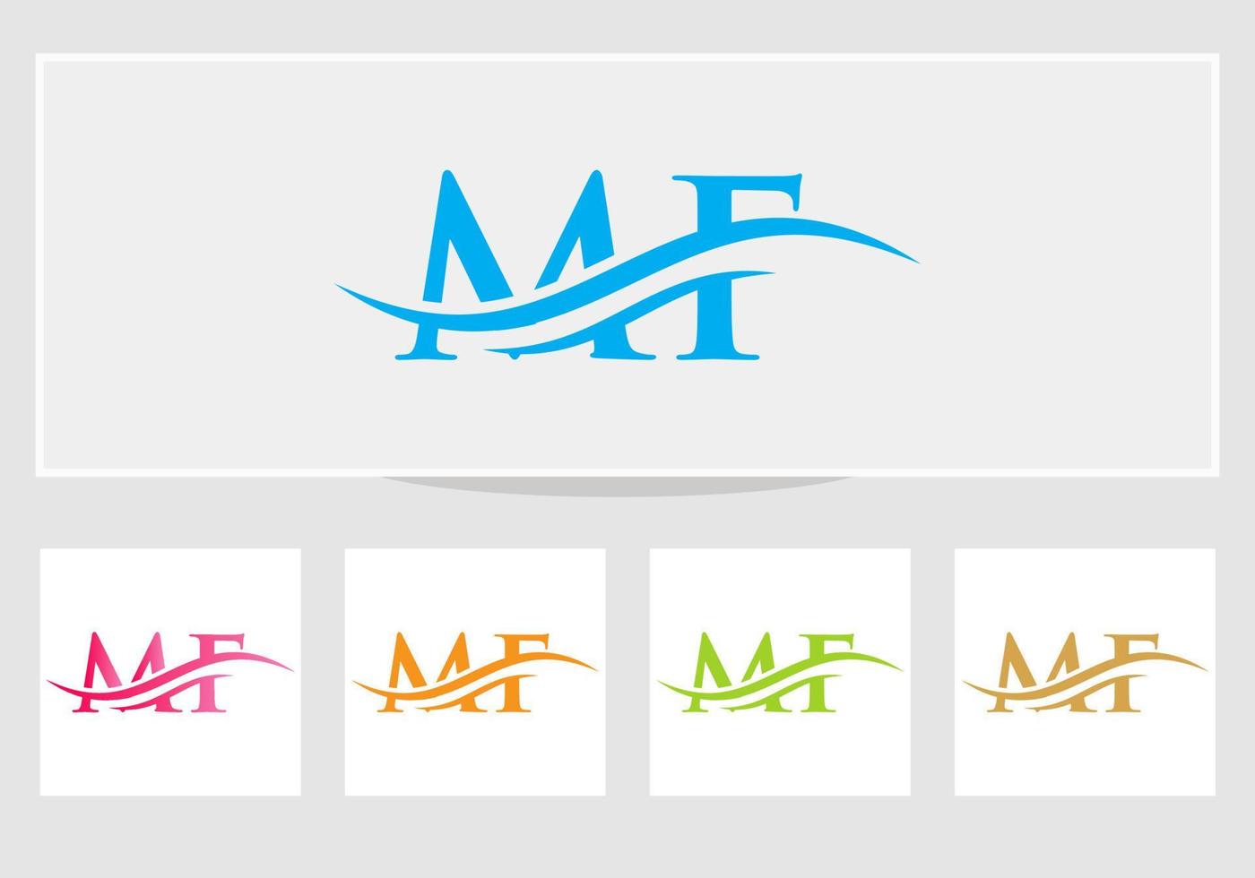 Water Wave MF Logo Vector. Swoosh Letter MF Logo Design for business and company identity vector