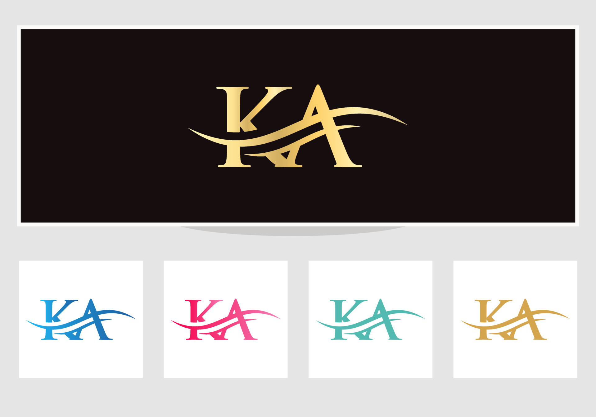 KA logo Design. Premium Letter KA Logo Design with water wave concept ...