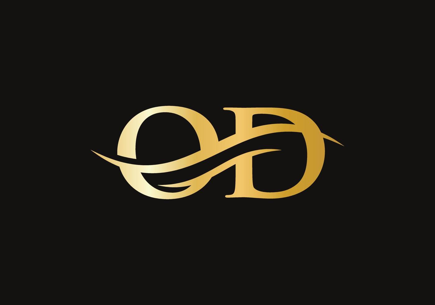 Swoosh Letter OD Logo Design for business and company identity. Water Wave OD Logo with modern trendy vector