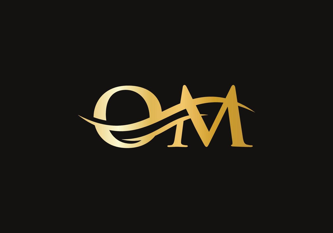 OM logo design. Initial OM letter logo vector. Swoosh letter OM logo design vector