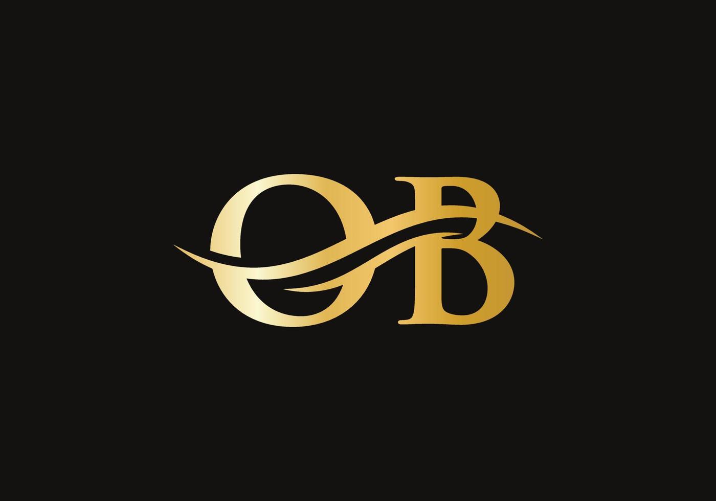 OB logo design. Initial OB letter logo vector. Swoosh letter OB logo design vector