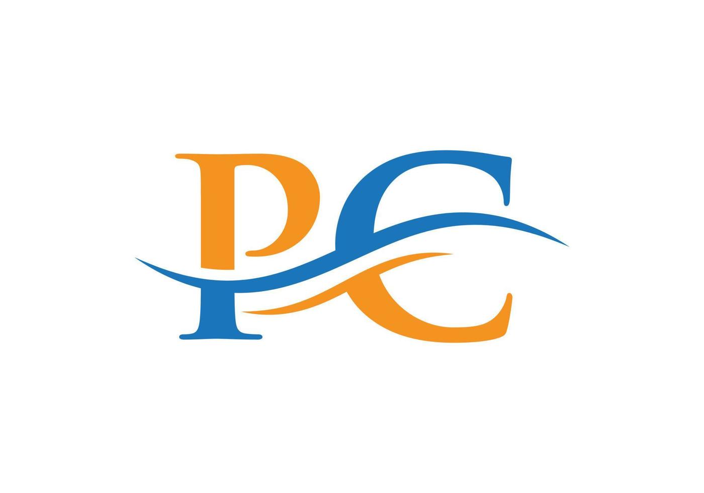 logotipo vinculado a pc para la identidad comercial y de la empresa. vector de logotipo de pc de letra creativa