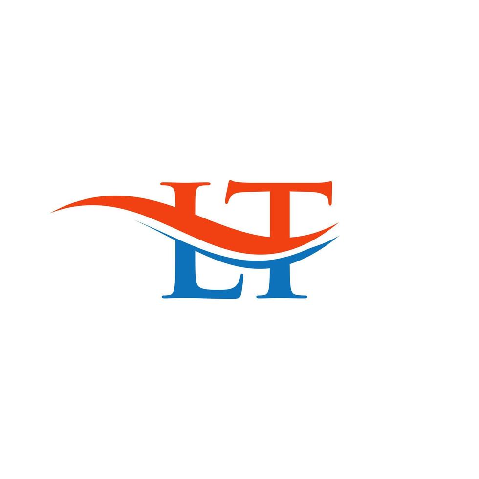 vector de logotipo de onda de agua lt. diseño de logotipo swoosh letter lt para identidad empresarial y empresarial.