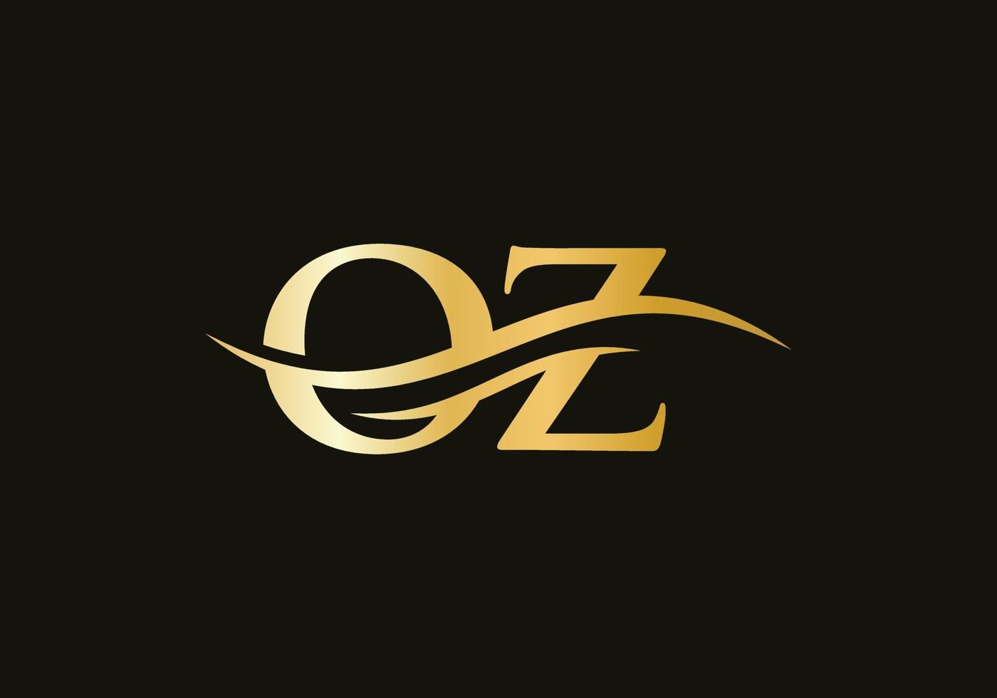 OZ Logo design vector. Swoosh letter OZ logo design. Initial OZ letter linked logo vector template