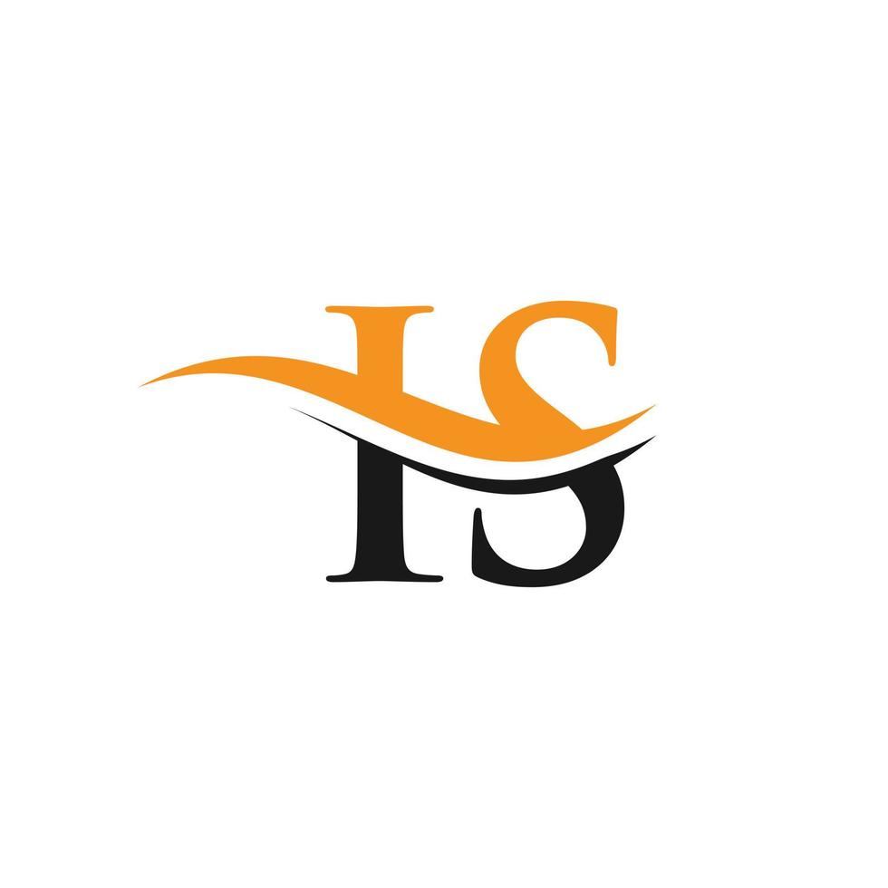 Swoosh Letter IS Logo Design for business and company identity. Water Wave IS Logo with modern trendy vector