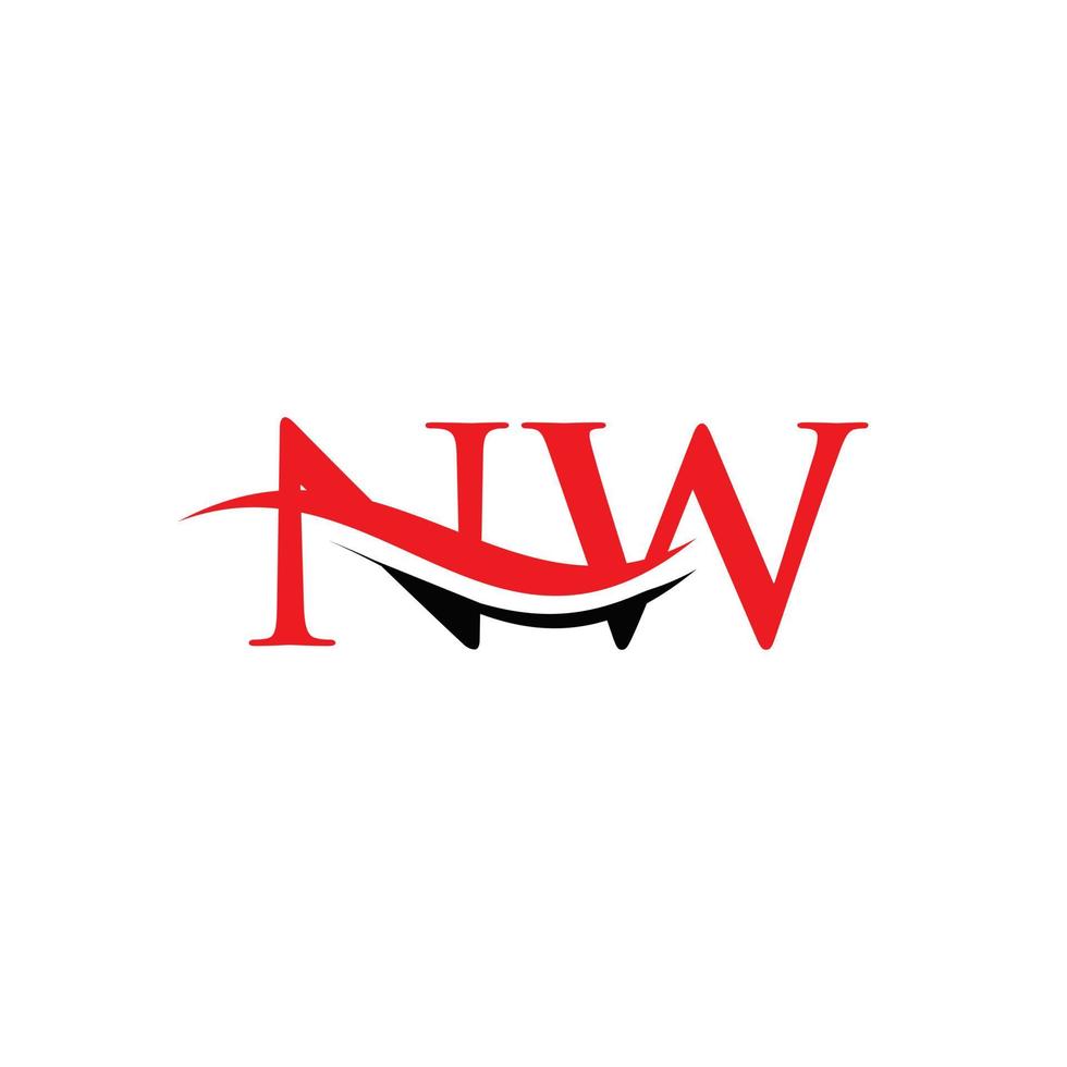 Initial NW letter linked logo vector template. Swoosh letter NW logo design. NW Logo design vector