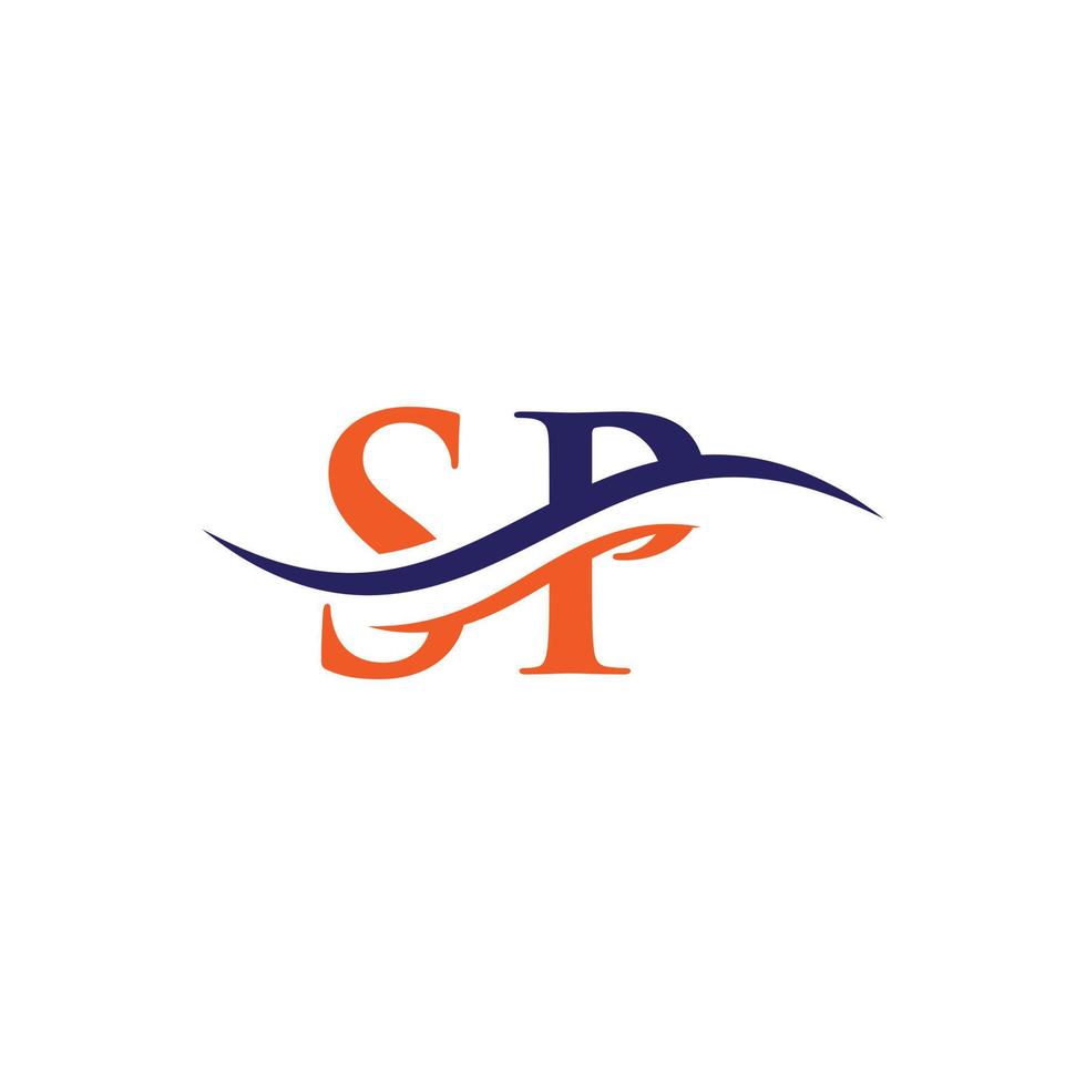 plantilla de vector de logotipo vinculado a la letra sp inicial. diseño del logotipo de la letra sp de swoosh. vector de diseño de logotipo sp