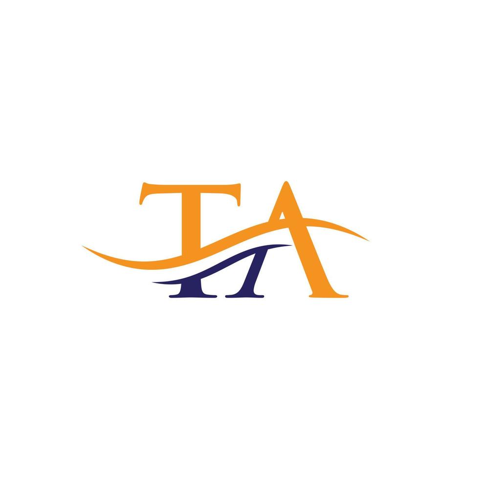 Premium Letter TA Logo Design with water wave concept. TA letter logo design with modern trendy vector