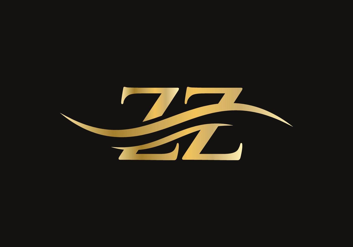 vector de diseño de logotipo zz. diseño del logotipo de la letra swoosh zz. plantilla de vector de logotipo vinculado a la letra zz inicial