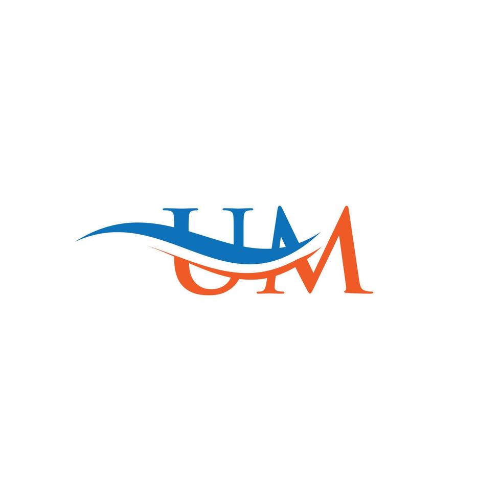 UM Logo design vector. Swoosh letter UM logo design vector