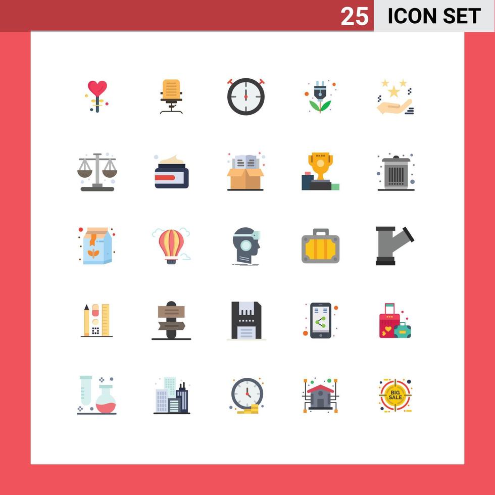 25 User Interface Flat Color Pack of modern Signs and Symbols of hand leaf furniture green energy ecology Editable Vector Design Elements