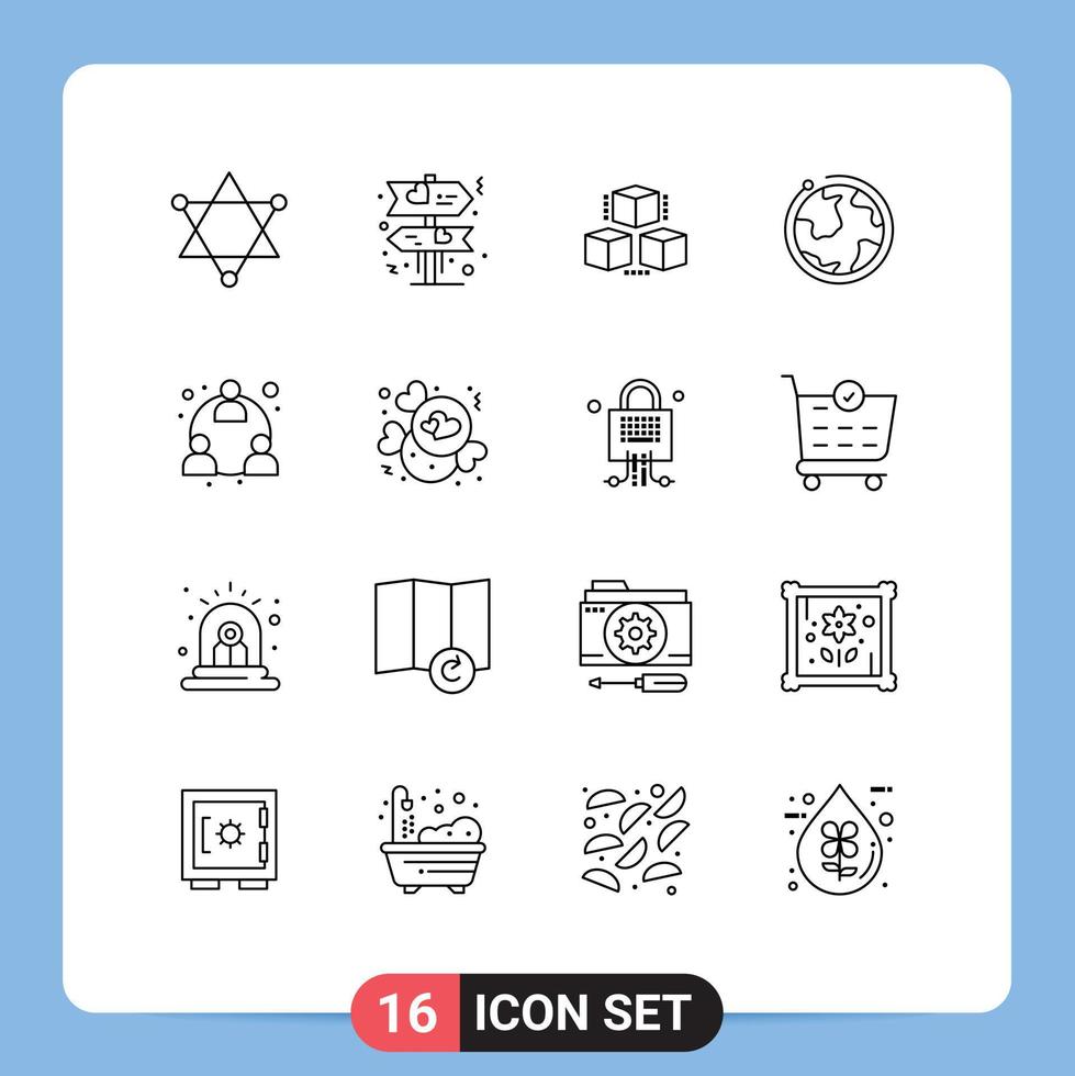 16 Universal Outline Signs Symbols of network marketing computing business internet Editable Vector Design Elements