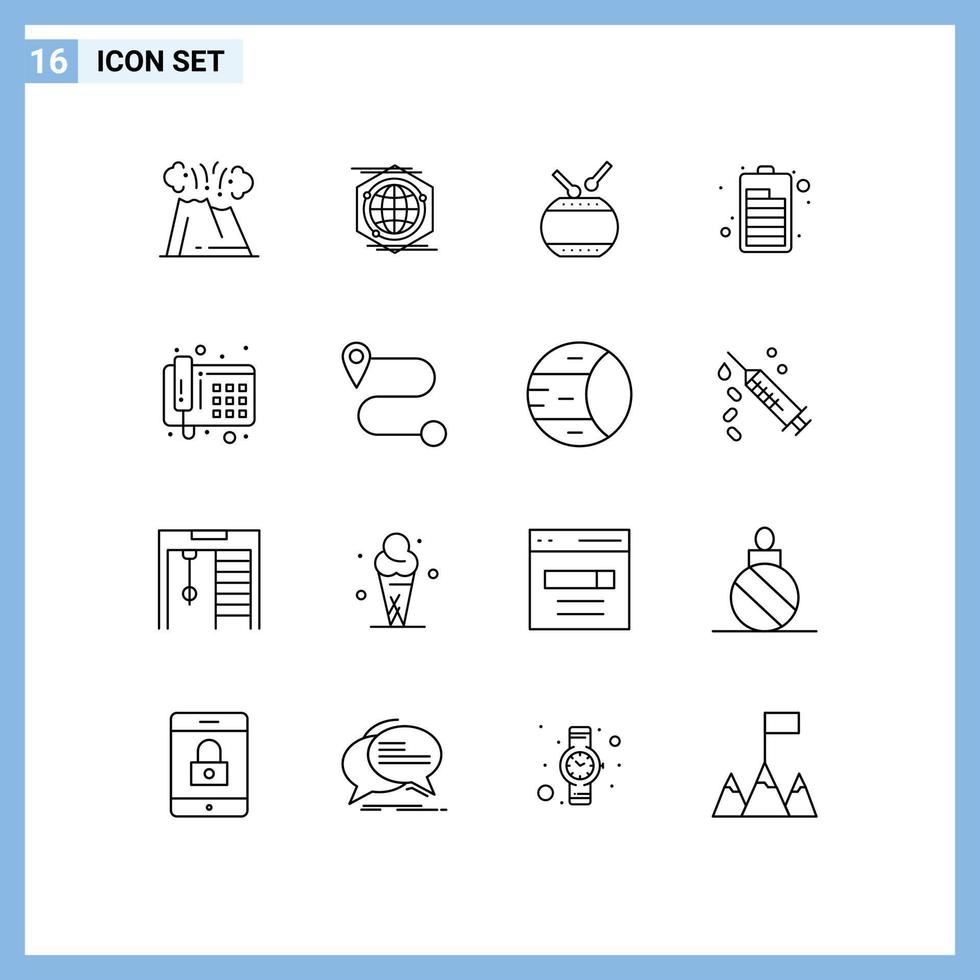 paquete de 16 signos y símbolos de contornos modernos para medios de impresión web, como la idea eléctrica del teléfono que carga elementos de diseño de vectores editables chinos
