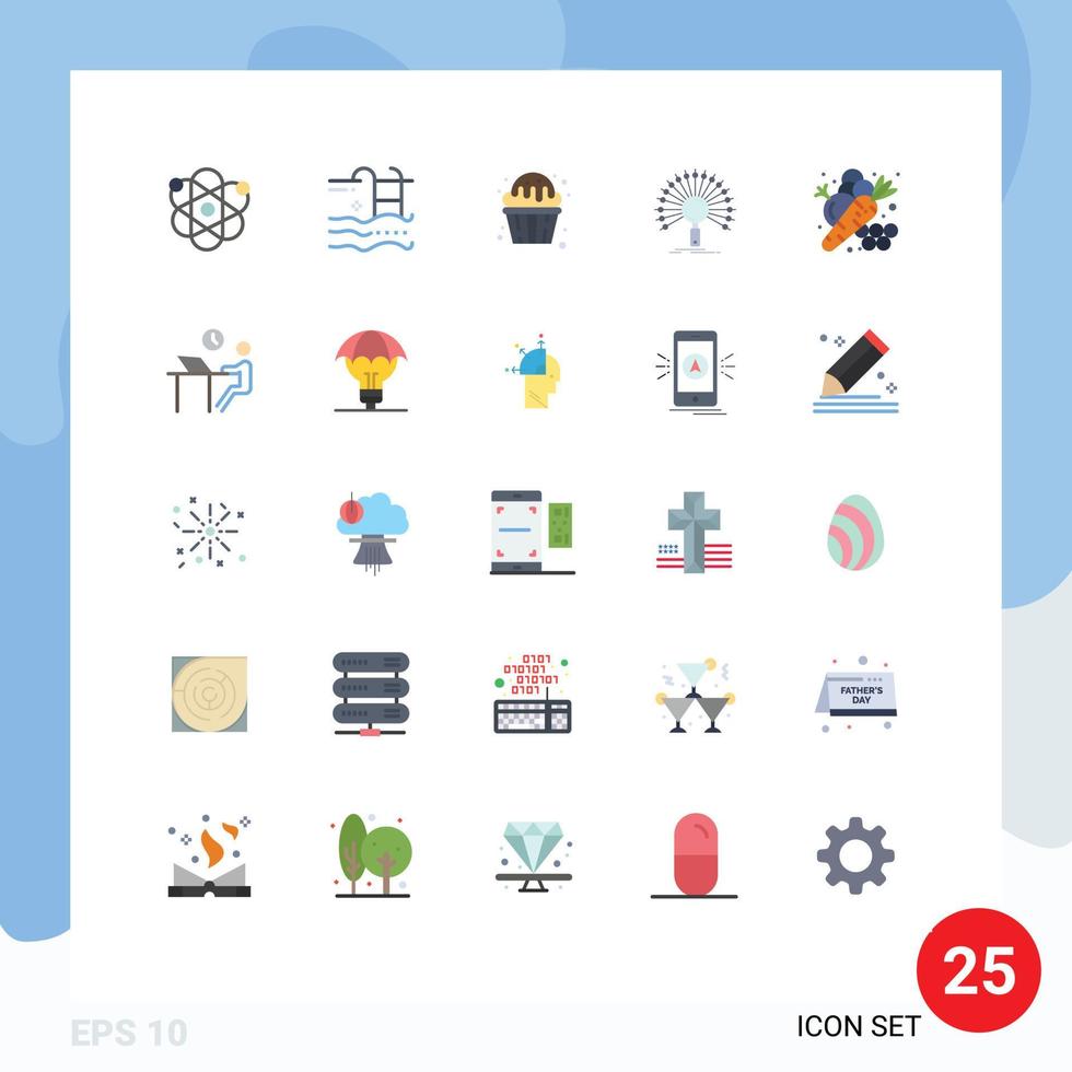 25 Universal Flat Color Signs Symbols of network information water data muffin Editable Vector Design Elements