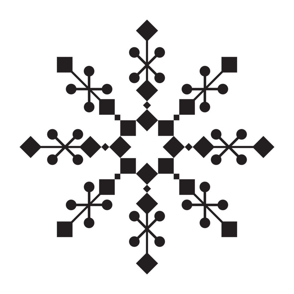 Abstract Geometric Snowflake with Diamonds png