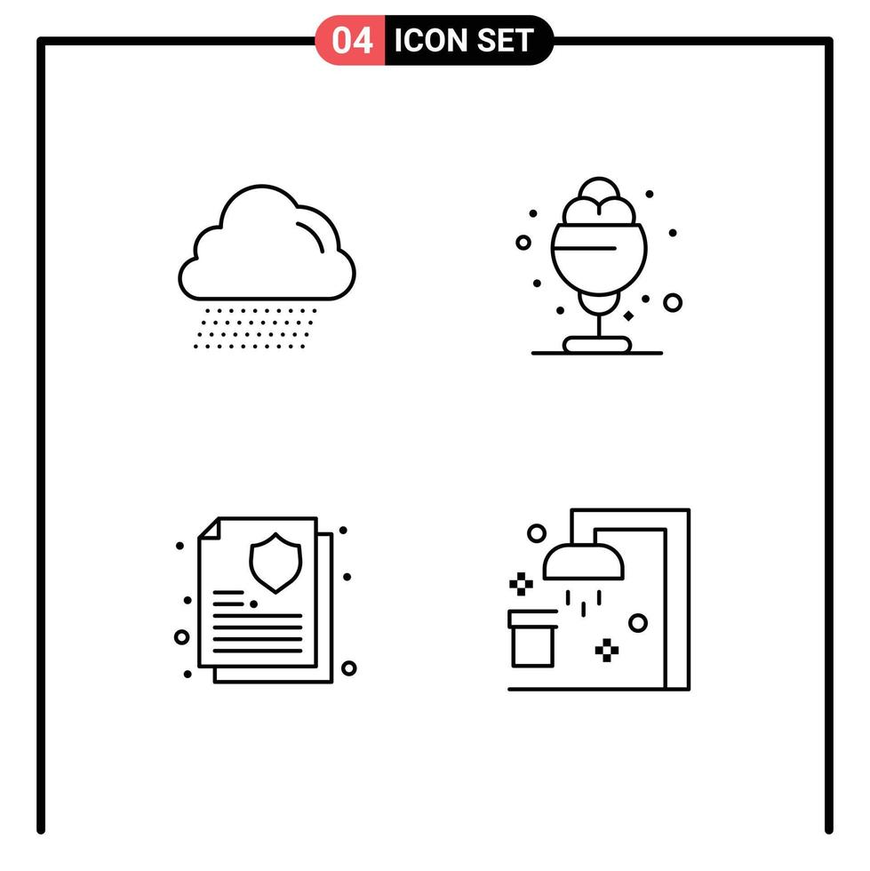 4 Line concept for Websites Mobile and Apps cloud document desert treat clean Editable Vector Design Elements