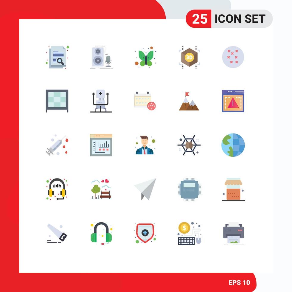 Set of 25 Modern UI Icons Symbols Signs for cabinet cross stitch sound shape cube Editable Vector Design Elements