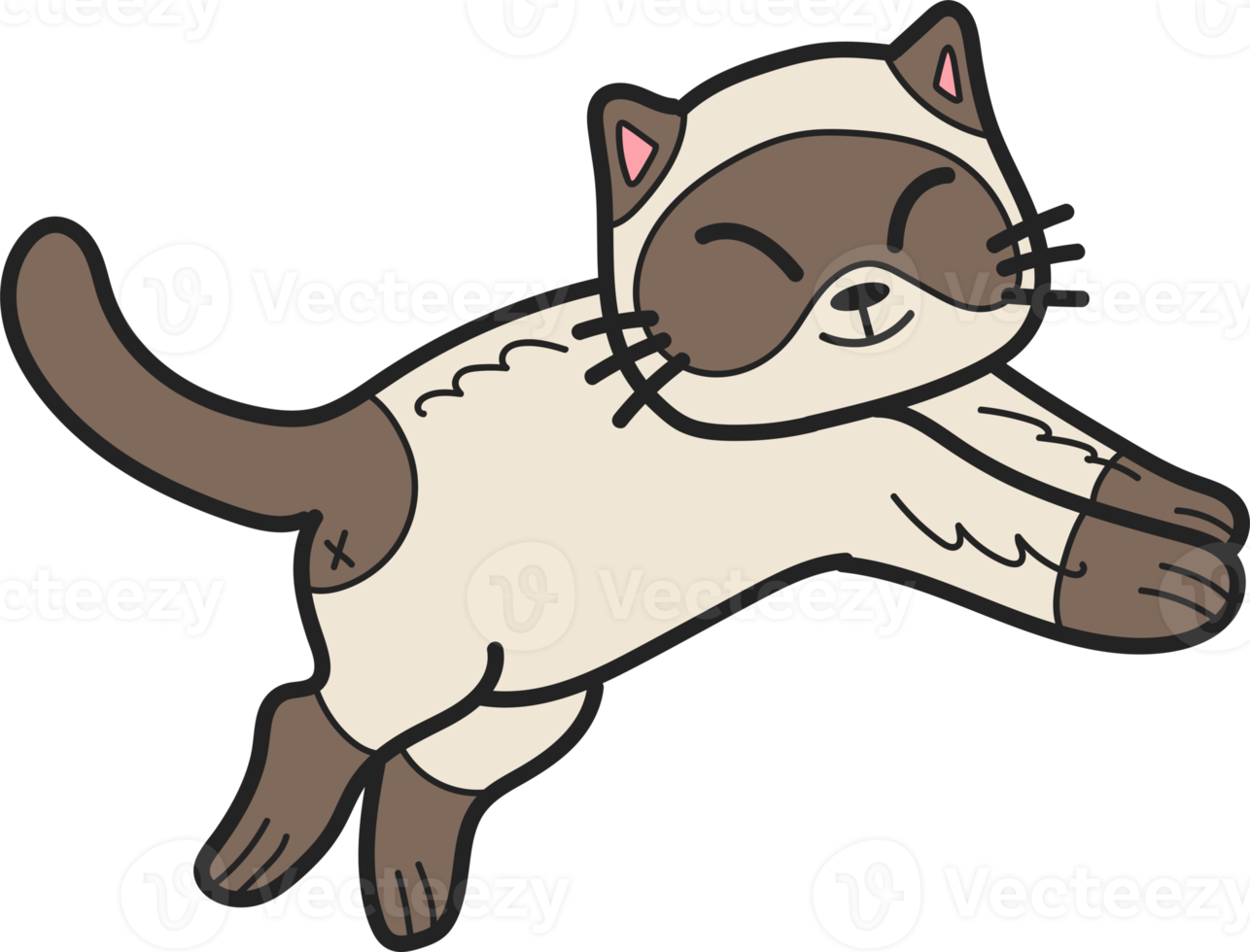 illustration de chat sautant dessiné à la main dans un style doodle png