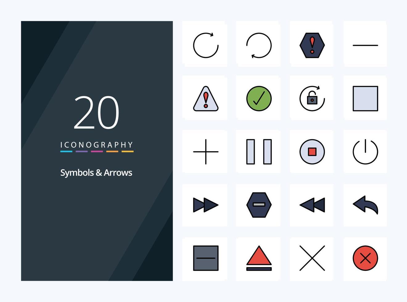 20 Symbols  Arrows line Filled icon for presentation vector