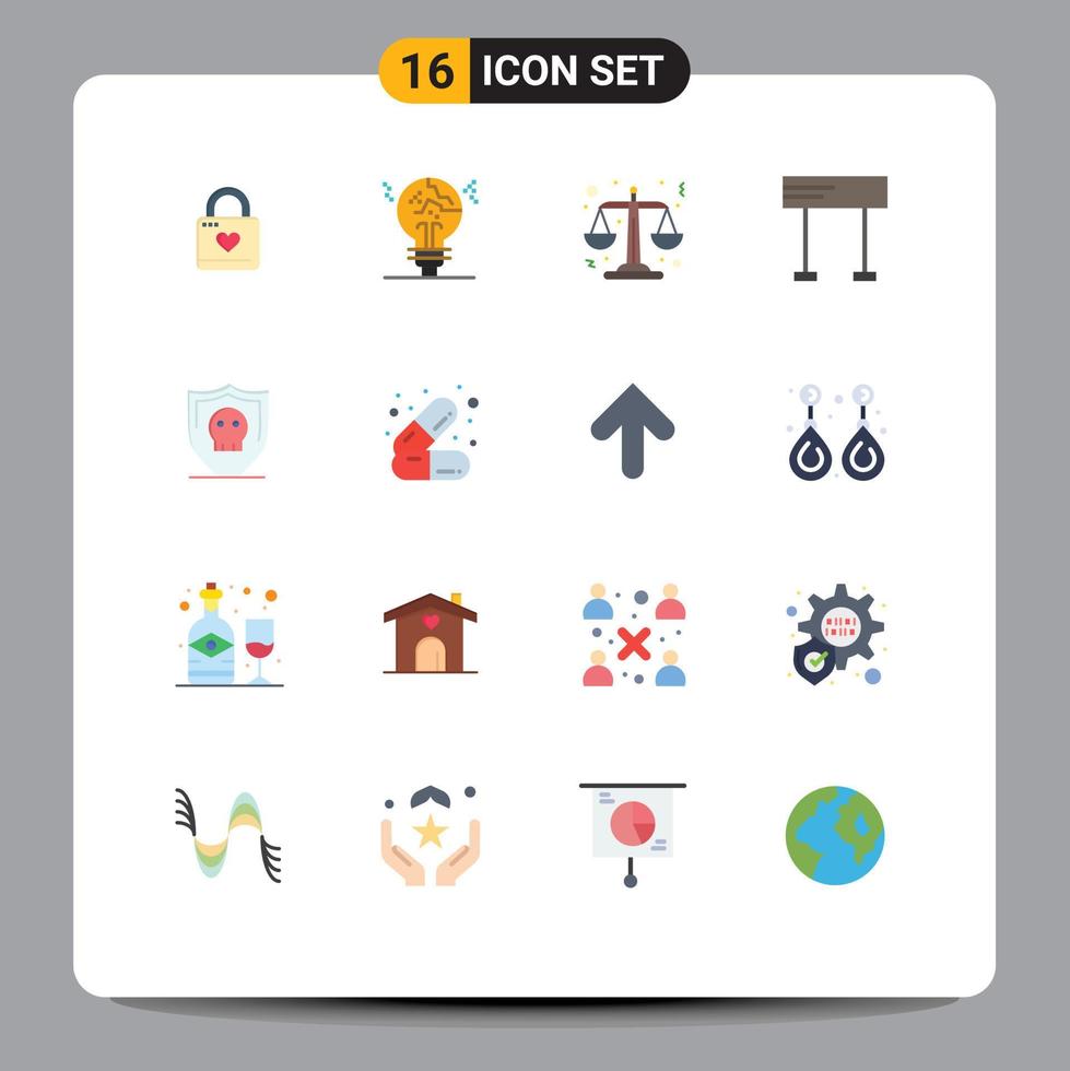 Universal Icon Symbols Group of 16 Modern Flat Colors of shield race fake line scales Editable Pack of Creative Vector Design Elements