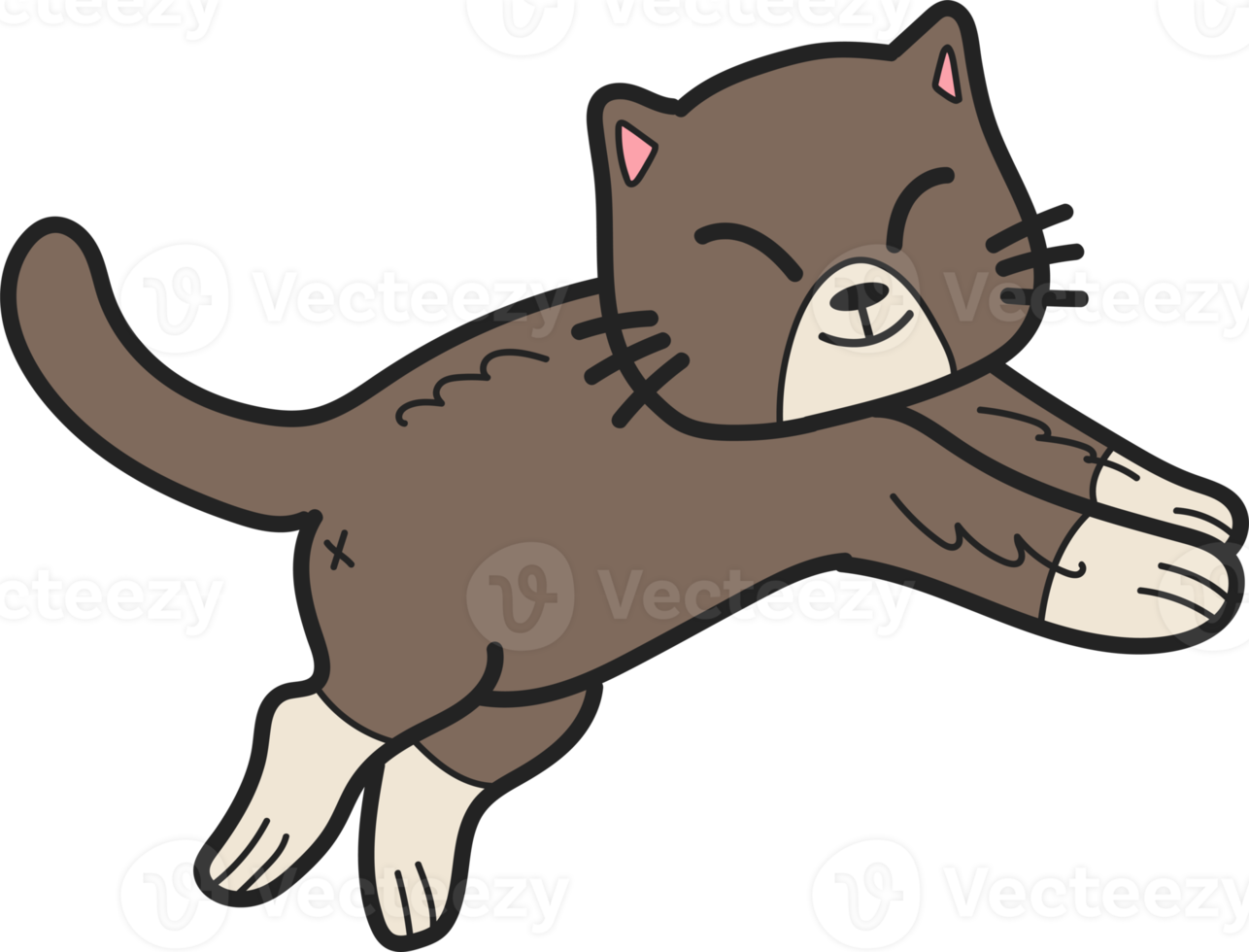 hand- getrokken jumping kat illustratie in tekening stijl png