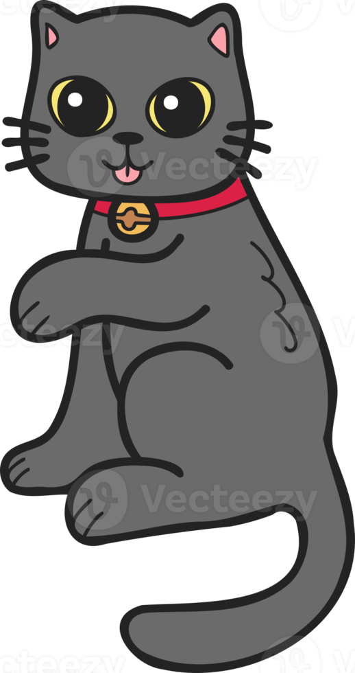 mano disegnato maneki neko o fortunato gatto illustrazione nel scarabocchio stile png