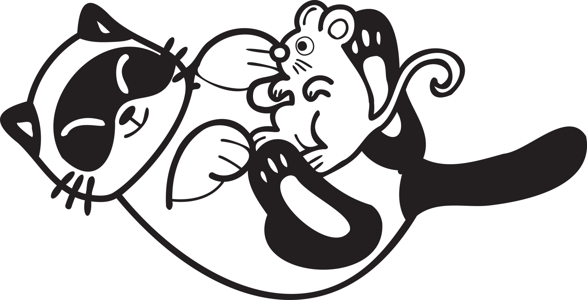 Hand Drawn cat and mouse illustration in doodle style 17303266 PNG