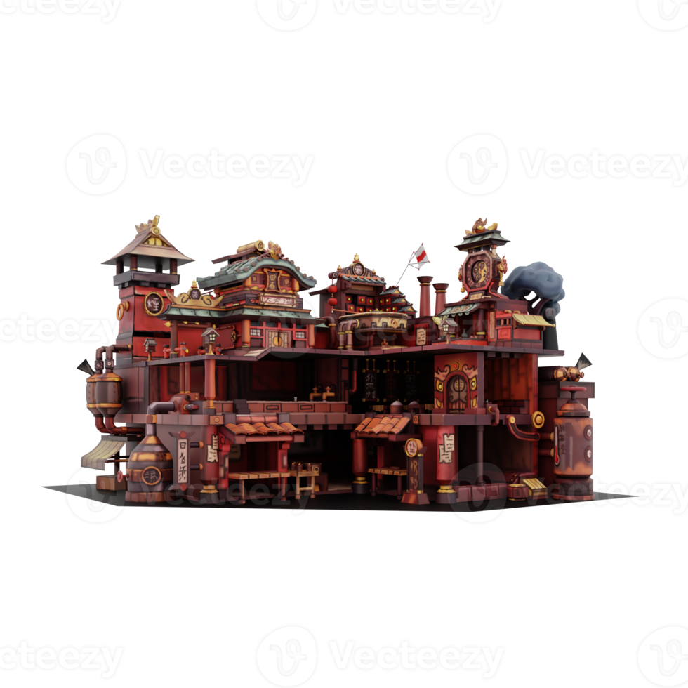 3d japanese Dollhouse isolated png