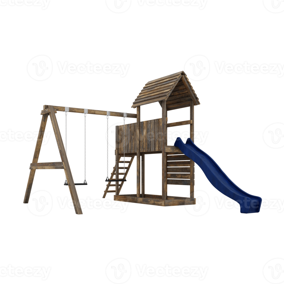 Kids playground with slide and swing png