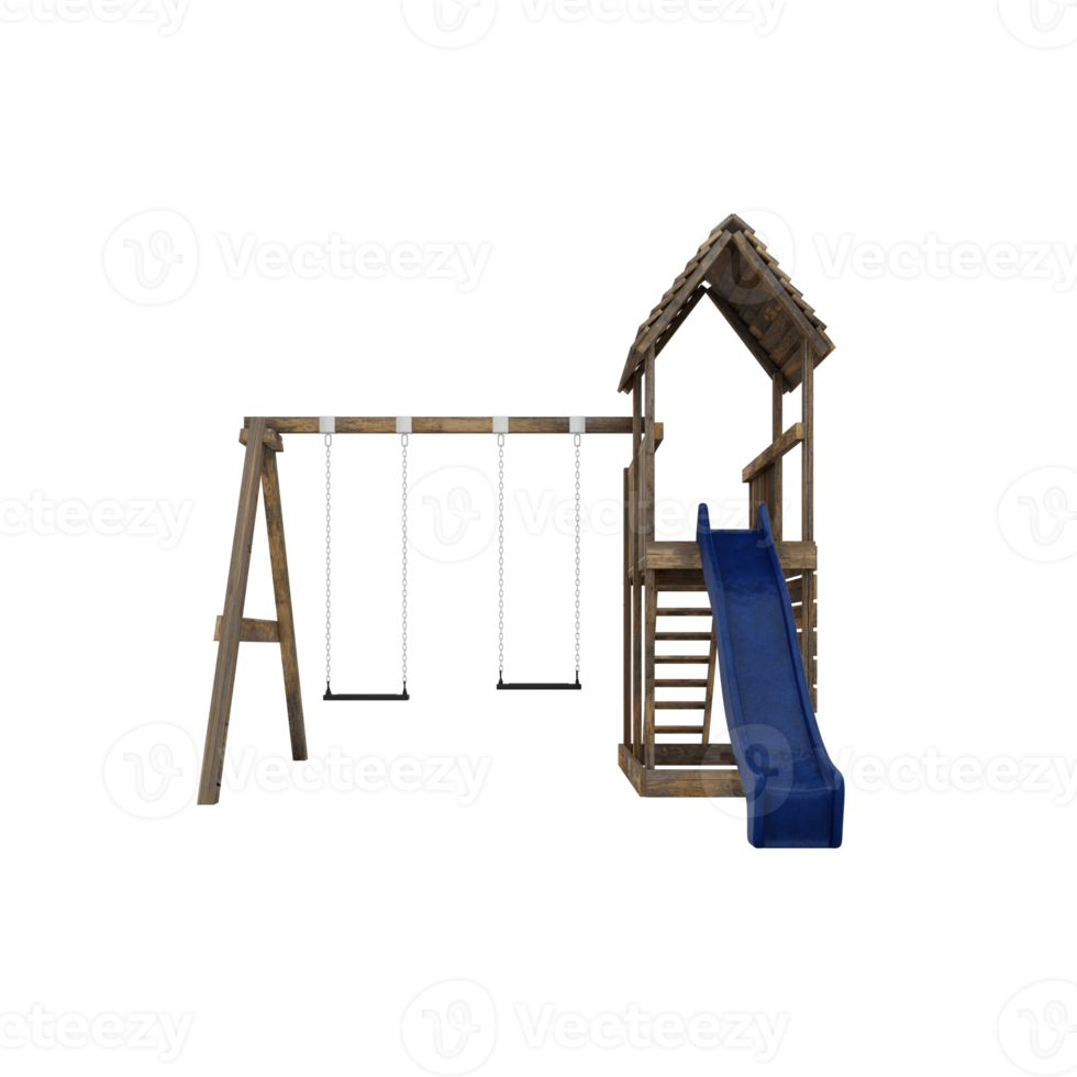 Kids playground with slide and swing png