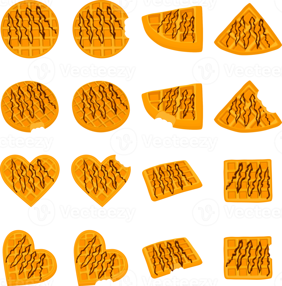 various sweet tasty waffles png