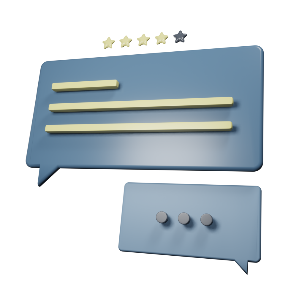 Mensagens on-line 3D com classificação de estrelas png