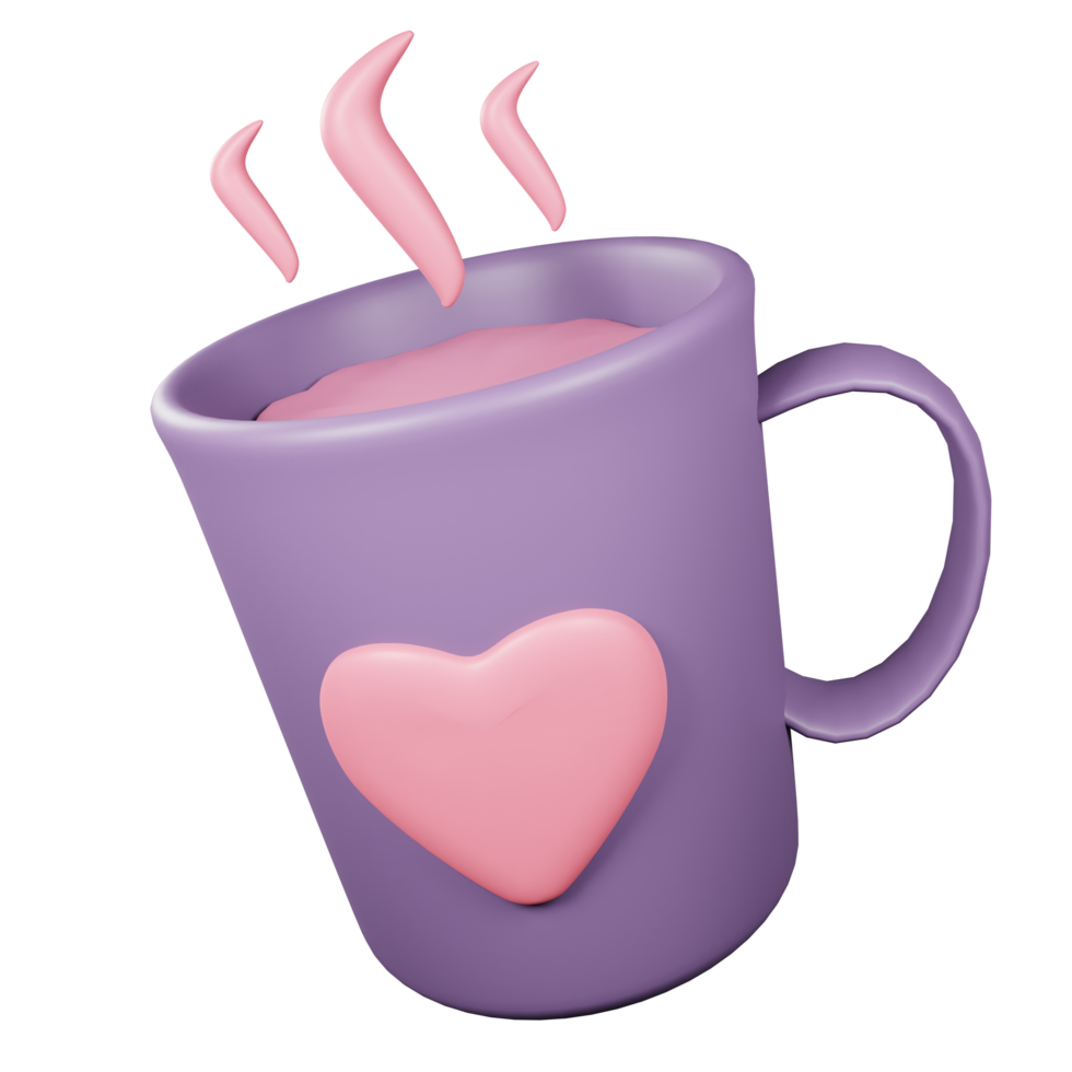 3D Couple Mug with Heart  Illustration png