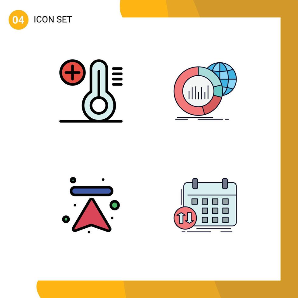 Pictogram Set of 4 Simple Filledline Flat Colors of climate arrows big world upload Editable Vector Design Elements