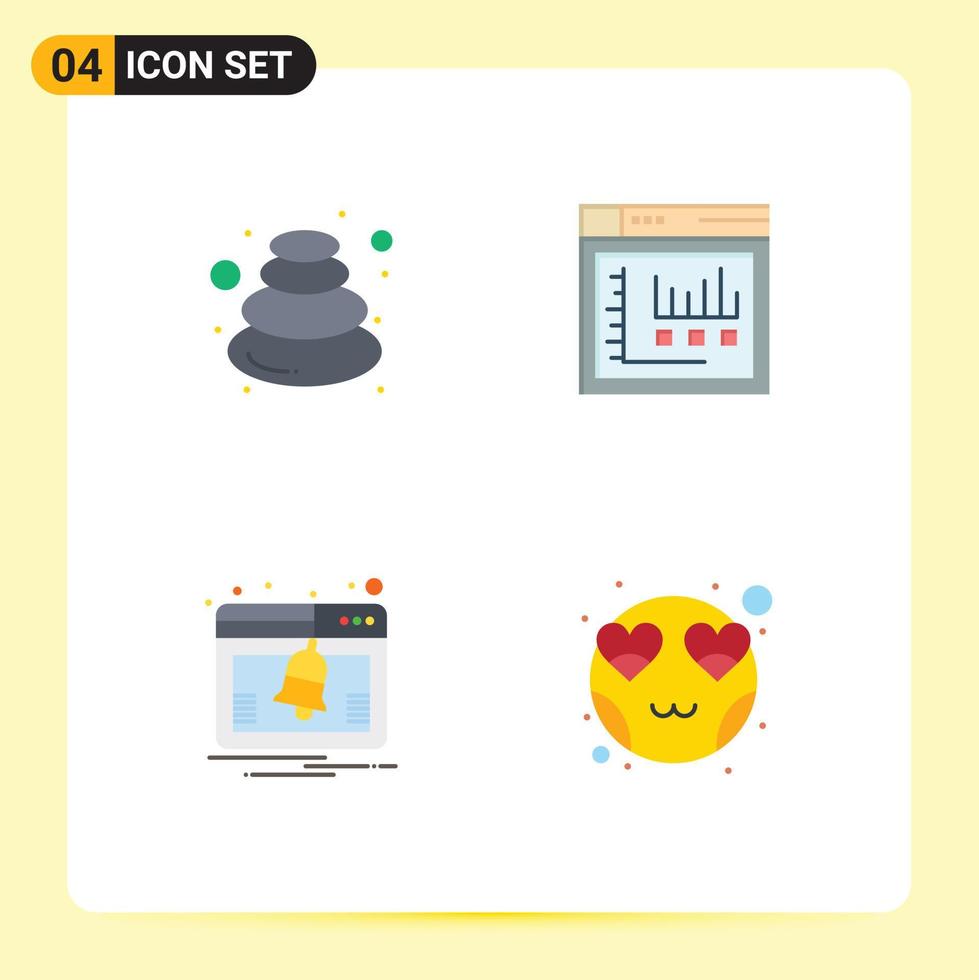 Mobile Interface Flat Icon Set of 4 Pictograms of hot web spa internet notice Editable Vector Design Elements