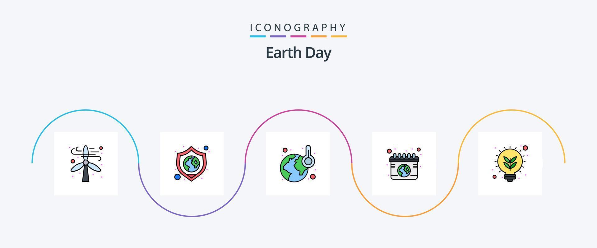 Earth Day Line Filled Flat 5 Icon Pack Including idea. environmental protection. ecology. ecology. calendar vector