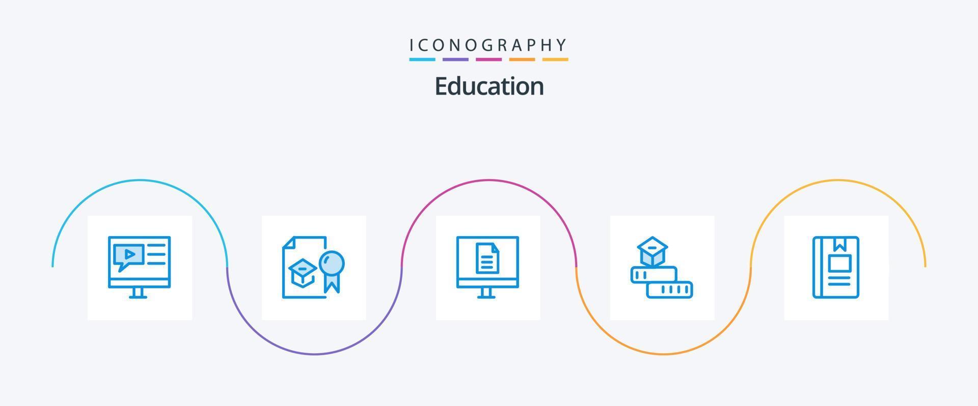 paquete de iconos de educación azul 5 que incluye aprendizaje. educación. estudiar. escuela. Internet vector