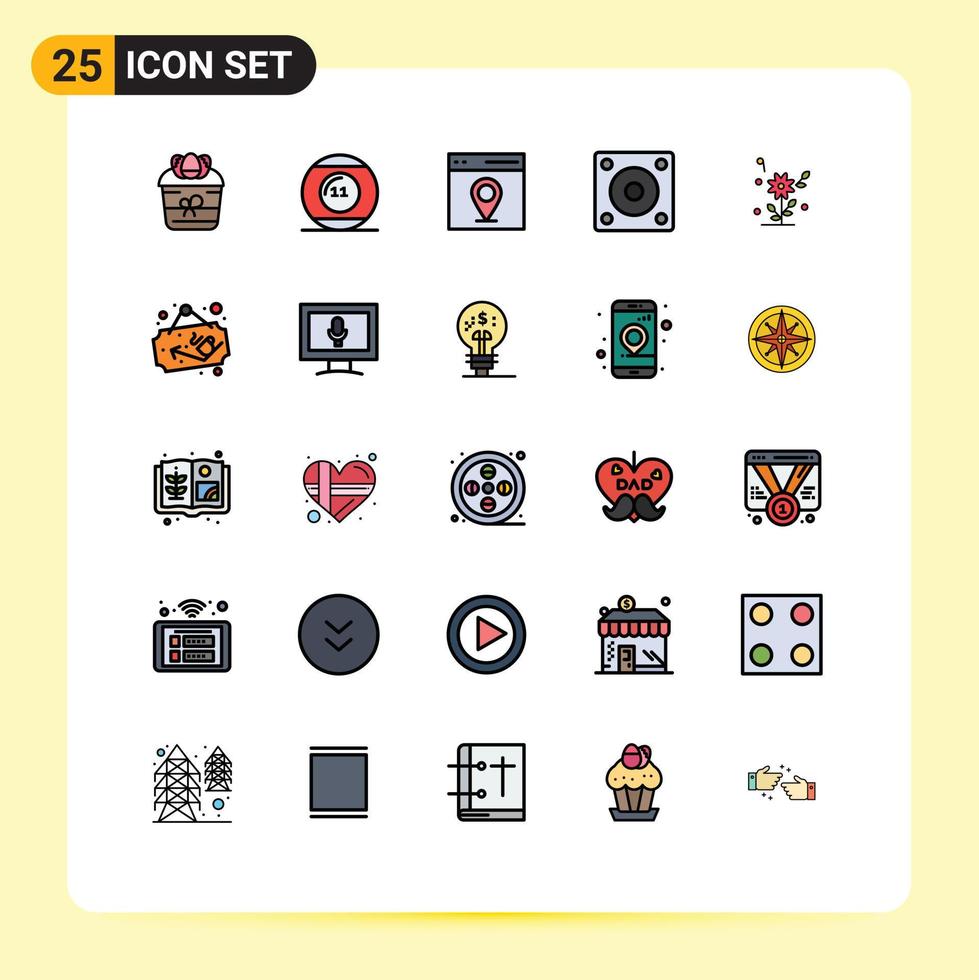 Pictogram Set of 25 Simple Filled line Flat Colors of technology gadgets pool devices map Editable Vector Design Elements