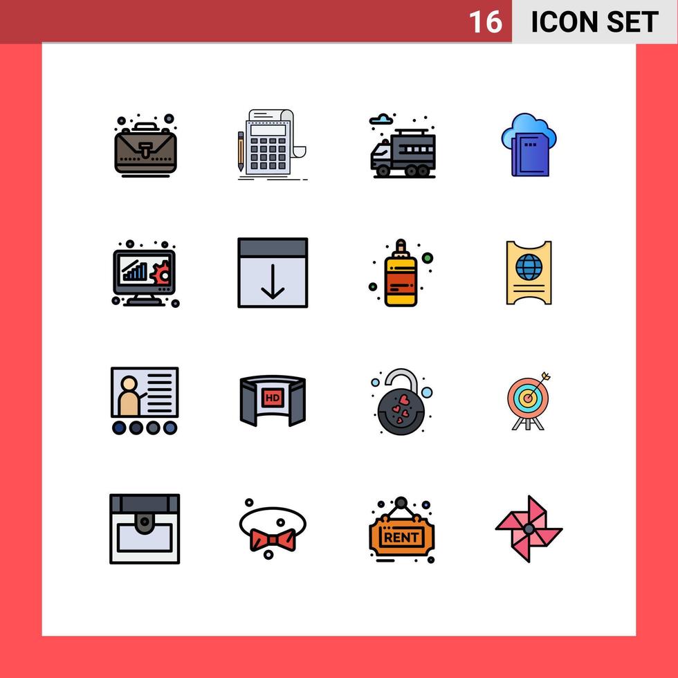 paquete de iconos de vectores de stock de 16 signos y símbolos de línea para análisis de datos computación calculadora nube de datos elementos de diseño de vectores creativos editables