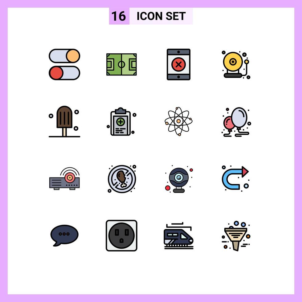 16 Creative Icons Modern Signs and Symbols of dessert back to school pitch alarm school Editable Creative Vector Design Elements