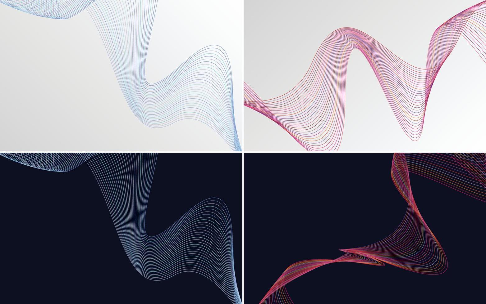 Set of 4 abstract waving line backgrounds for a modern look vector