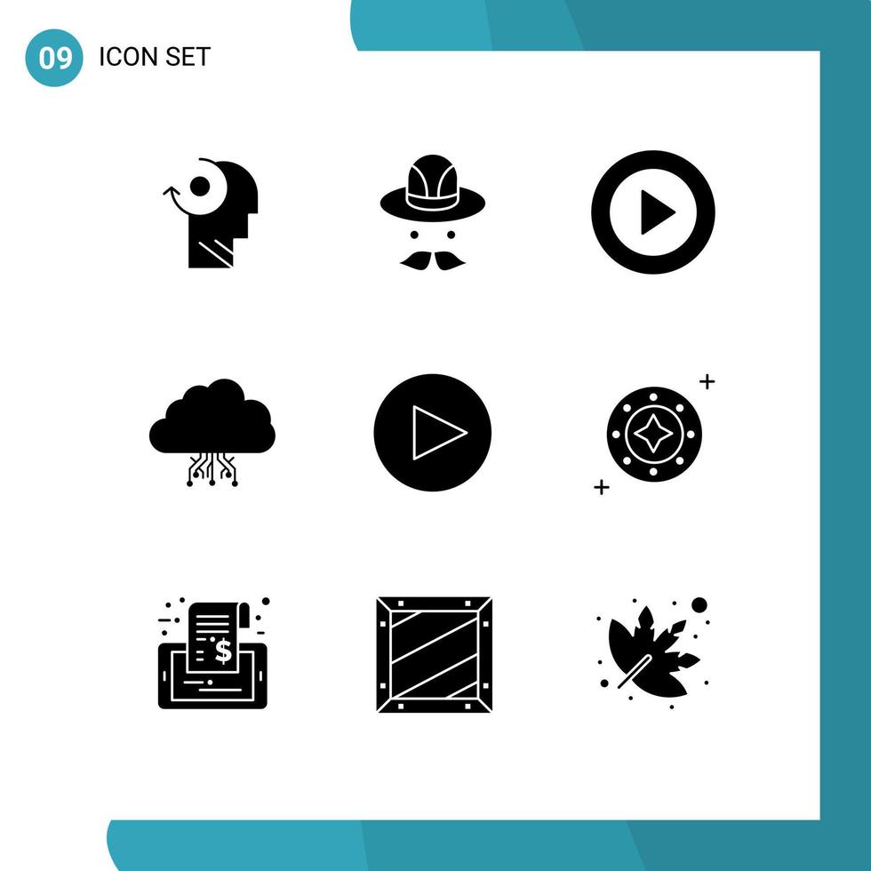 Pictogram Set of 9 Simple Solid Glyphs of arrow hosting creative data cloud Editable Vector Design Elements