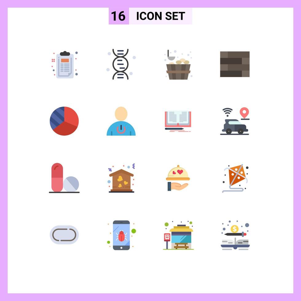 Set of 16 Modern UI Icons Symbols Signs for body pie sauna graph wall Editable Pack of Creative Vector Design Elements