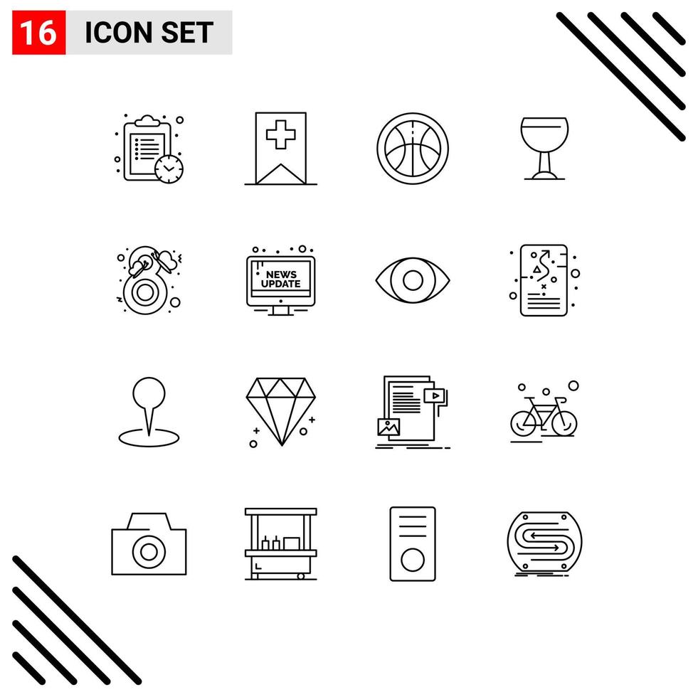 16 Universal Outlines Set for Web and Mobile Applications campaign fashion butterfly beauty Editable Vector Design Elements