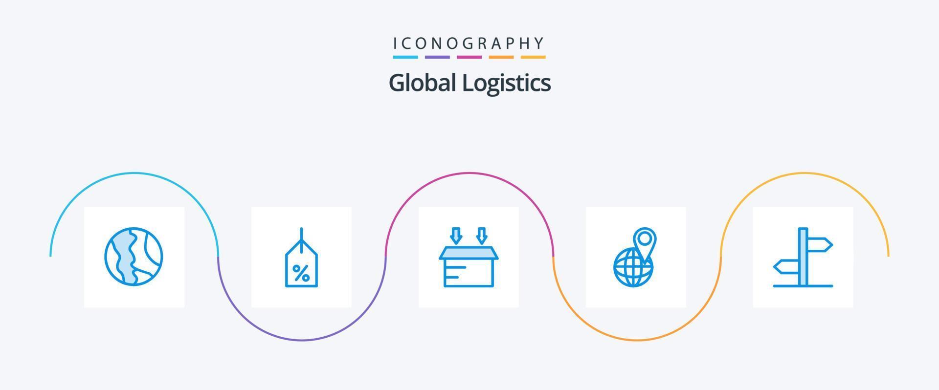 Global Logistics Blue 5 Icon Pack Including logistic. world. logistic. map. global vector
