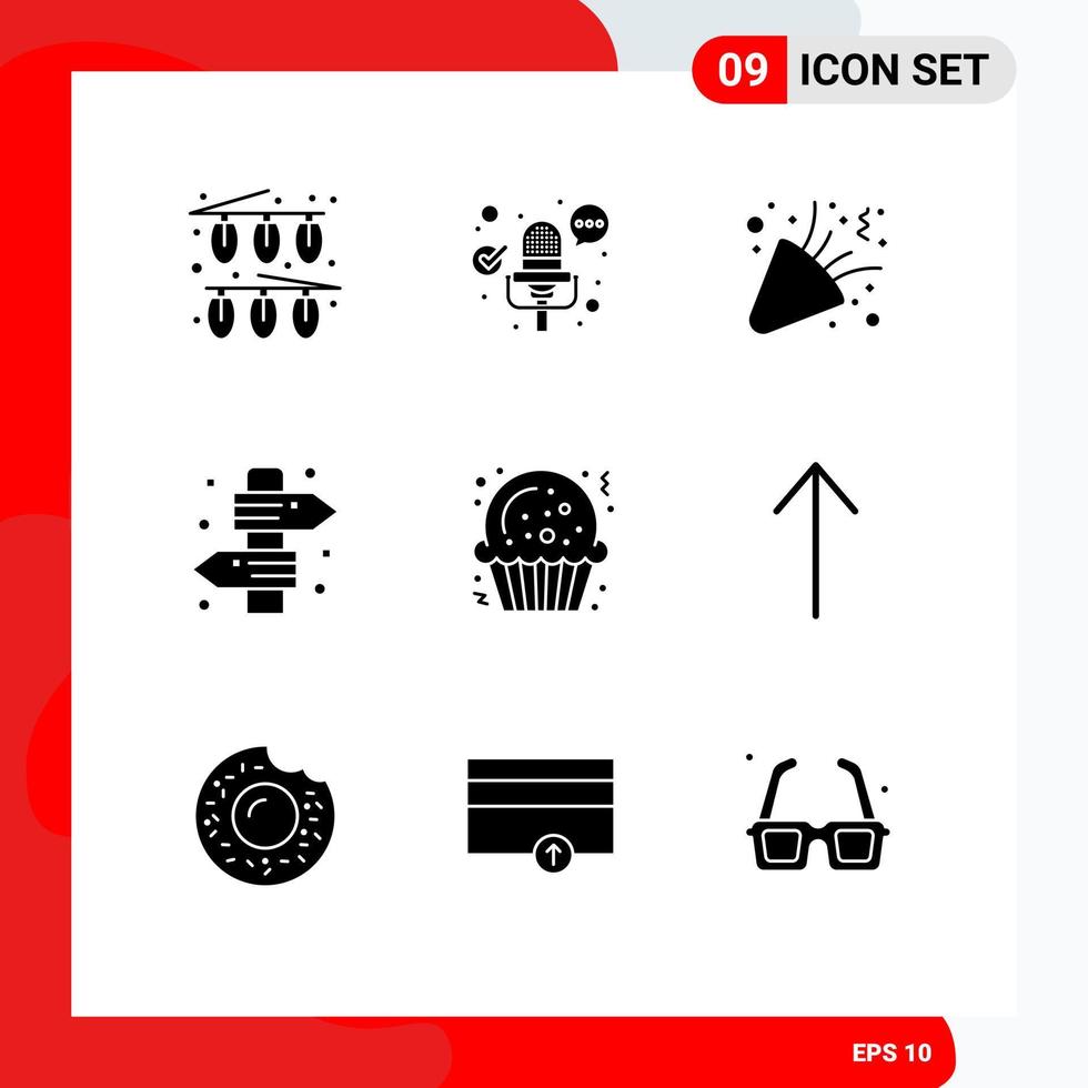 Universal Icon Symbols Group of 9 Modern Solid Glyphs of cookie travel celebrate summer campfire Editable Vector Design Elements