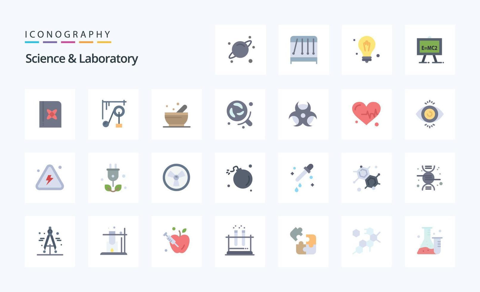 25 Science Flat color icon pack vector