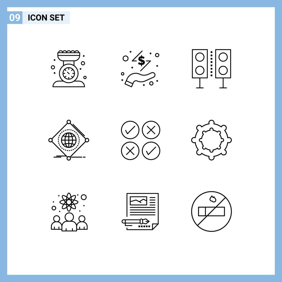User Interface Pack of 9 Basic Outlines of of internet money iot speaker Editable Vector Design Elements
